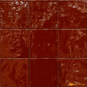 undefined-Imported Red Subway Wall Tile Code29360 (100x100mm, Glossy)