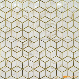 undefined-Ceramic White and Gold Highlighter Wall Tile Code36193 (300x600mm, Metallic)