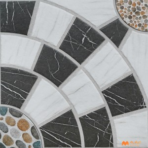 undefined-White and Black Digital Parking Floor and Wall Tile Code36808 (400x400mm, Matt)