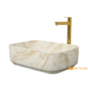 undefined-Ceramic Marble Finish Ivory Wash Basin Code31883 (325x450mm, Glossy)