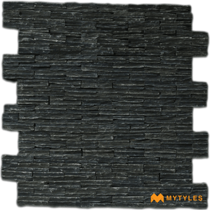undefined-Natural Stone Cladding Code16487  Black Waterfall Mosaic (150x600mm, Stone)