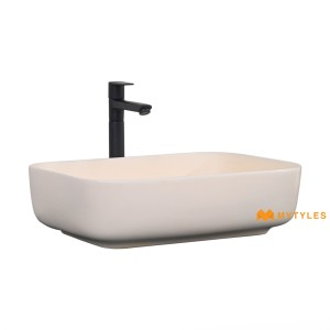 undefined-Ceramic Beige Table Top Wash Basin Code36213 (500x365x145mm, Matt)
