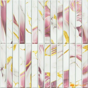 undefined-Ceramic White and Pink Kitkat Wall Tile Code31383 (300x300mm, Glossy)