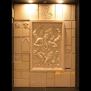 undefined-Mint Dancing Ganesha Stone Mural Code33049 (2x3 Feet, Stone)-MYTMU045