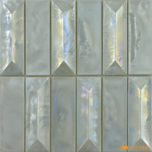 undefined-Imported White Rectangle Mosaic Wall Tile Code25485 (301x303mm, Glass, Dry Wall Only)