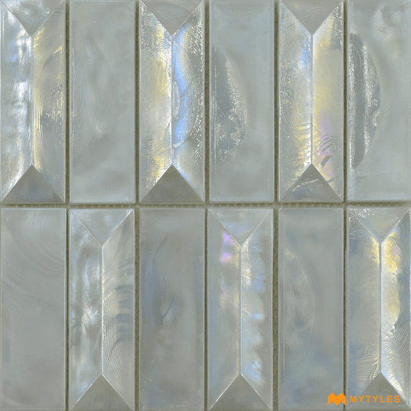 Mosaic Tiles-Imported White Rectangle Mosaic Wall Tile Code25485 (301x303mm, Glass, Dry Wall Only)
