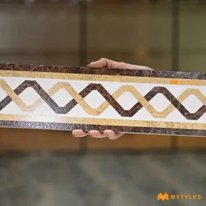 undefined-Brown Interlocking Ribbon Matt Vitrified Border Tile Code39821 100x600mm 12Pc