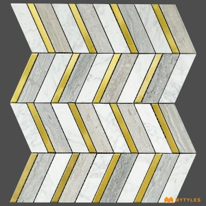 undefined-White Metal Mosaic Wall Tile Code31549 (256x308mm, Metallic)
