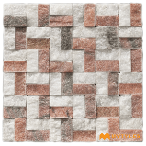 undefined-Natural Stone Cladding Code 15654- White Pink Marble Stone Mosaic (9Pcs )