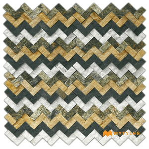 undefined-Natural Stone Wall Cladding Code19032 (300x300mm, Stone) - Multi Herringbone Mosaic