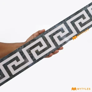 undefined-Vitrified White and Black Border Tile Code33818 (100x1200mm, Glossy)