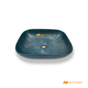 undefined-Quartz Turquoise Silver Wash Basin Code16853 (330x460mm, Matt)