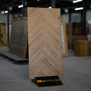 undefined-Brown Chevron Pattern Wooden Floor and Wall Tile Code32141 (600x1200mm, Matt)