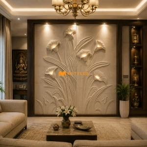 undefined-Mint Stone 3D Flower Wall Mural Code36044 (8x8ft, Stone)-MYTMU057 