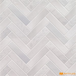 undefined-Ceramic White Chevron Pattern Wall Tile Code33991 (300x600mm, Glossy)