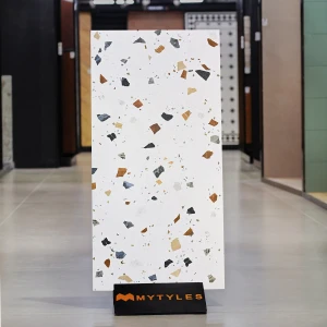 undefined-White Terrazzo Floor and Wall Tile Code36987 (600x1200mm, Carving Matt)