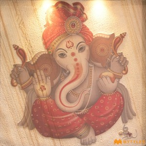 undefined-Royal Teak Ganesha Wall Mural Code35308 (600x600mm, Stone)