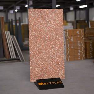 undefined-Vitrified Red Terrazzo Floor and Wall Tile Code32519 (600x1200mm, Matt)