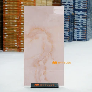 undefined-Amber Pink Glossy Vitrified Onyx Tile Code40605 600x1200mm 2Pc Pack