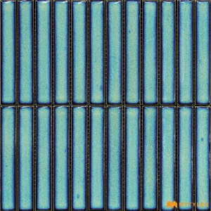 undefined-Caribbean Blue Glossy Porcelain Kit Kat Mosaic Tile Code39693 290x300mm 15Pc