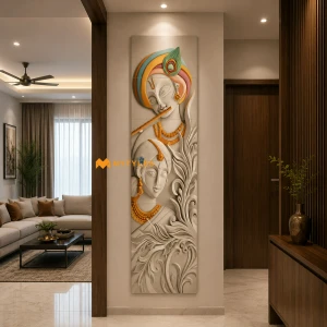 undefined-Poster Wall Tile - Radha Krishna KM1547 Code8337 (2x5 Feet, Matt, 5Pcs)