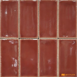 undefined-Imported Red Subway Wall Tile Code32703 (62x125mm, Glossy)