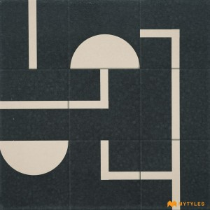 undefined-Vitrified Black Moroccan Floor and Wall Tile Code30241 (300x300mm, Matt)