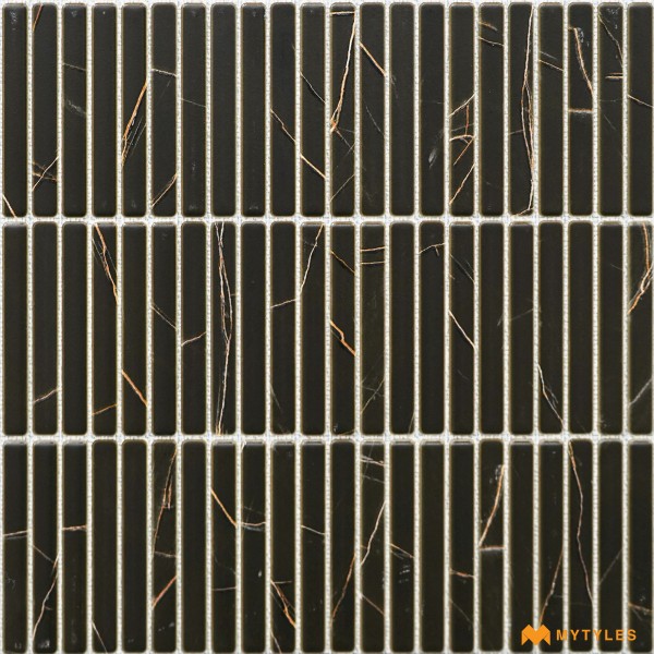 Geometric Tiles-Ceramic Black Kitkat Wall Tile Code34153 (300x300mm, Matt)