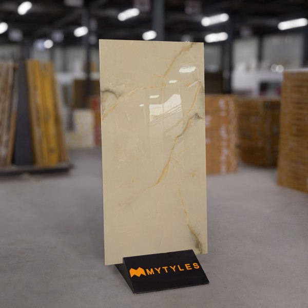 Glazed Vitrified-Vitrified Cream Floor and Wall Tile Code28365 (600x1200mm, Glossy)