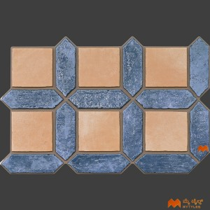 undefined-Imported Blue Geometric Floor and Wall Tile Code37154 (400x600mm, Matt)