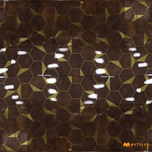 undefined-Ceramic Brown Hexagon Highlighter Wall Tile Code31366 (300x600mm, High Glossy)