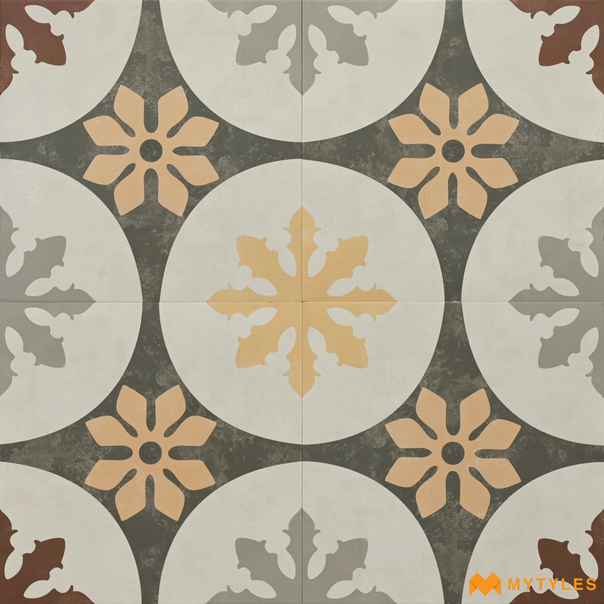 Buy 12x12 in Vitrified Yellow and Green Moroccan Floor And Wall