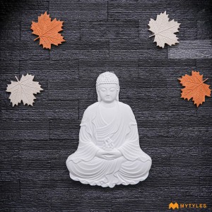 undefined-Concrete Buddha Mural With Leaf Code29087 (2x2ft Approx, 1Pc Pkg)