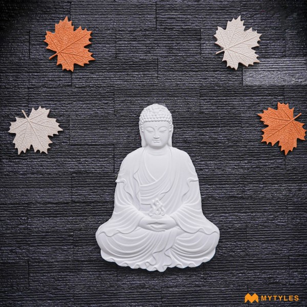 Natural Stone Mural-Concrete Buddha Mural With Leaf Code29087 (2x2ft Approx, 1Pc Pkg)