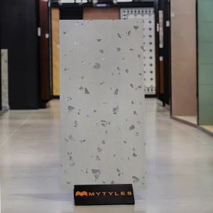 undefined-Vitrified Gray Terrazzo Floor and Wall Tile Code36981 (600x1200mm, Carving Matt)