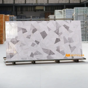 undefined-Vitrified Gray Slab Floor and Wall Tile Code38725 (4x8 Feet, Glossy)