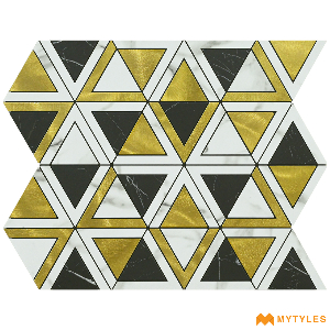 undefined-Gold Metal Mosaic Wall Tile Code25585 (300x300mm, Metallic)