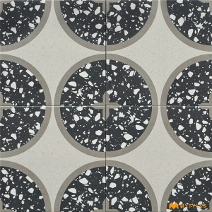 undefined-Cream and Black Moroccan Floor and Wall Tile Code29968 (200x200mm, Matt)