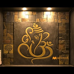 undefined-Natural Stone Ganesha Mural MYTMU020 Code23756 (600x600mm, Slatestone)