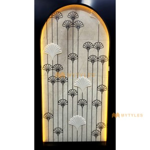 undefined-Vitrified White Fan Poster Wall Tile Code31931 (4x8 Feet, Matt,4Pcs)