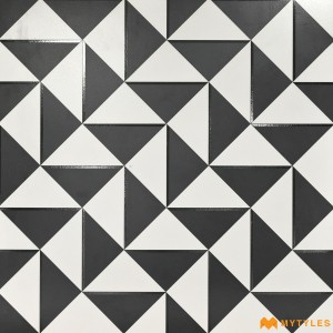 undefined-Black and White Moroccan Floor and Wall Tile Code27915 (600x600mm, Matt)