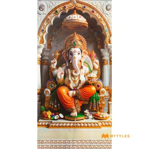 undefined-Vitrified Ganesha Wall Poster Tile Code38231 (600x1200mm, Matt)