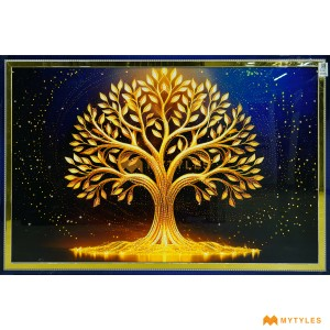 undefined-Vitrified Golden Tree Poster Wall Tile Code32852 (4x6 Feet, Glossy)