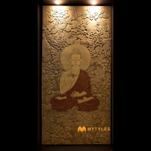undefined-Natural Stone Brown Buddha Wall Mural Code31927 (4x8ft, Matt, 8Pcs)