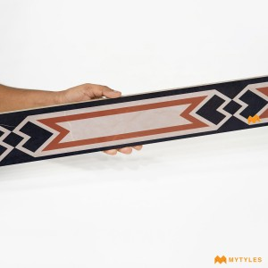 undefined-Vitrified Cream and Black Border Tile Code33829 (100x1200mm, Glossy)