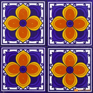 undefined-Decorative Blue Floor and Wall Tile Code30826 (100x100mm, Matt, 9Pcs)