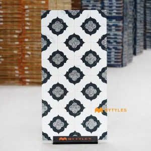 undefined-White & Black Monochrome Floor and Wall Tile Code39034 (600x1200mm, Matt)