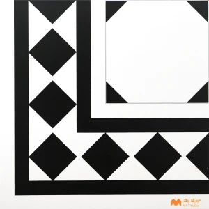 undefined-White and Black Carpet Corner Floor and Wall Tile Code33199A (300x300mm, Matt)