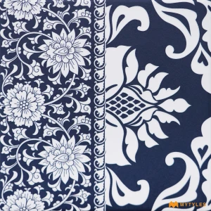 undefined-Vitrified Blue Carpet Border Floor and Wall Tile Code38651B (200x200mm, Matt)