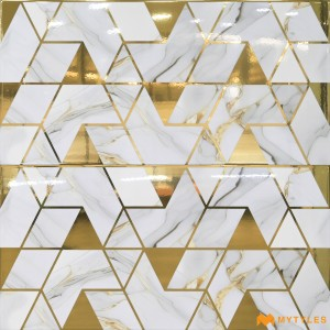 undefined-White and Gold Highlighter Wall Tile Code35715 (300x600mm, Metallic)